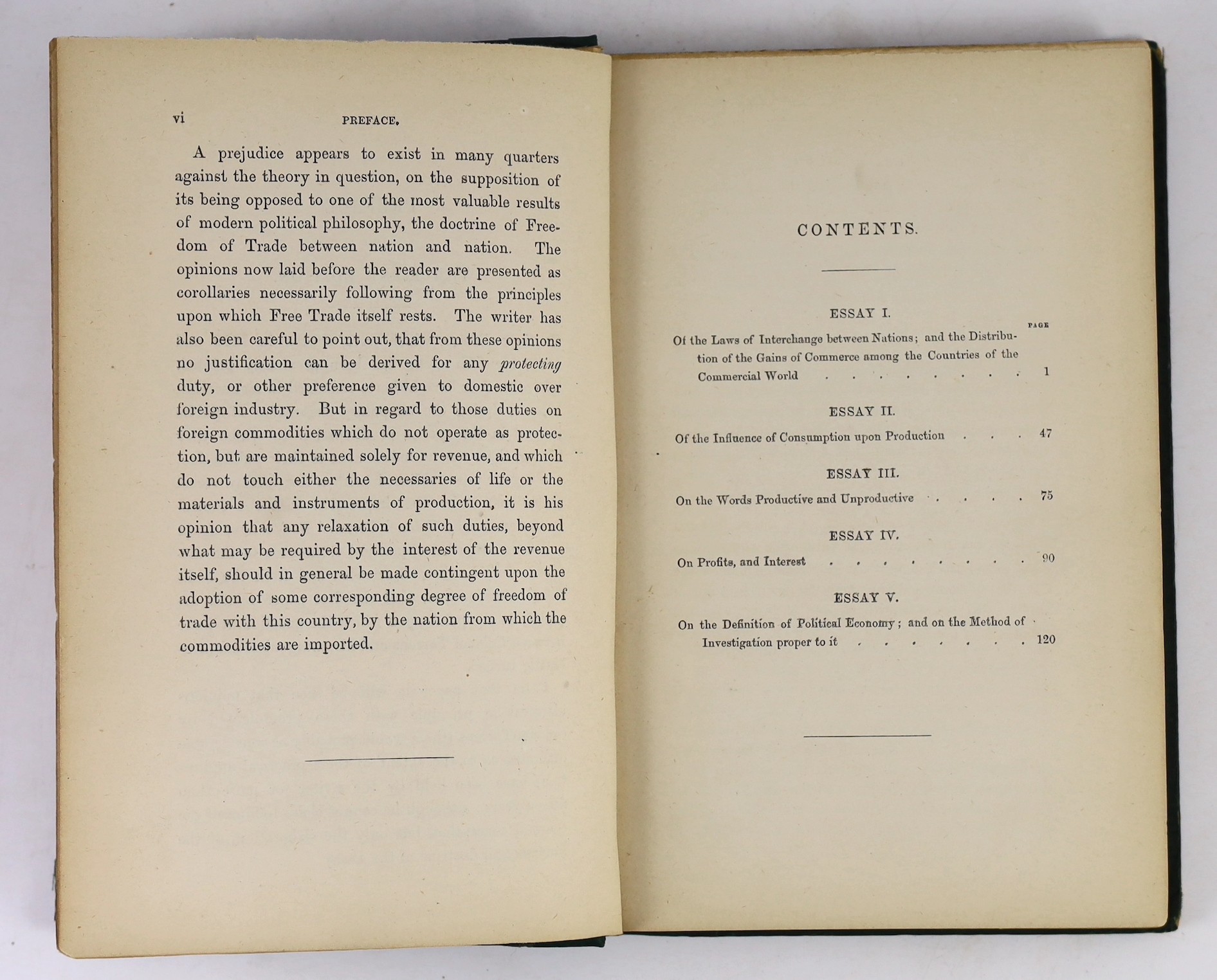Mill, John Stuart-Autobiography. First Edition. half title, erratum slip and advert. leaf; original black and gilt-ruled and gilt lettered cloth. 1873; Mill, John Stuart - Essays on Some Unsettled Questions of Political